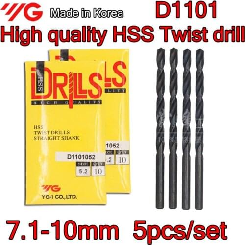 Made in Korea YG-1 D1101 7.1-10mm 5pcs/set High quality HSS Twist drill Free shipping