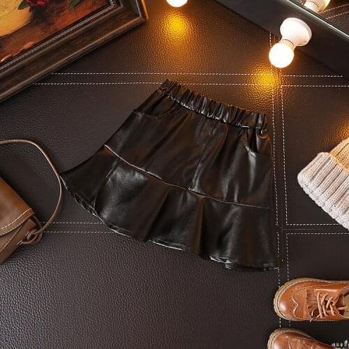 Thunderers Spring Autumn PU Kids Skirt For Girls Artificial Leather Children Girl A-line Skirt 2019 New Fashion Clothes 3Y-7Y