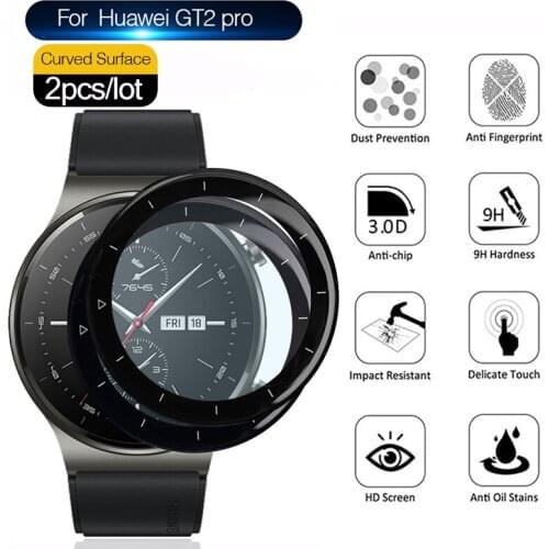 2pcs 10D Full Curved Protective Film For Huawei Watch GT2 Pro GT 2 GT2Pro 2Pro Smartwatch Screen Protector Soft Tempered Glass