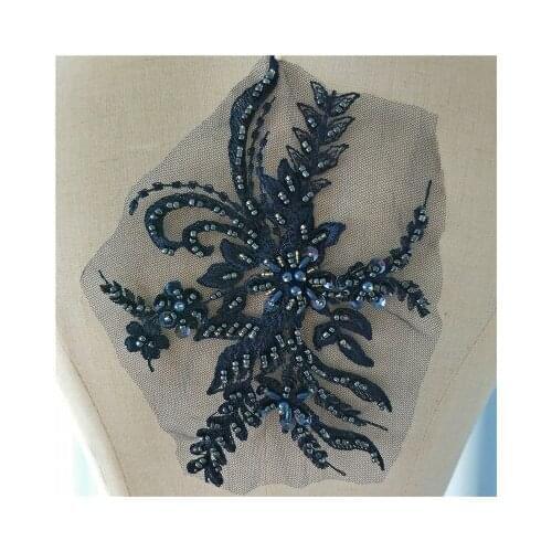 3D Flower Lace Bead mirror lace appliuque medallions laces motif for dresses DIY color laces flowers