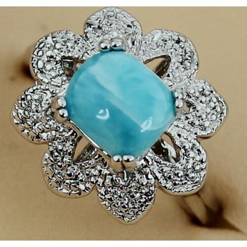 Fleure Esme Larimar Vintage Engagement Wedding rings jewelery for women accessories dropshipping Rhodium Plated R3532 size 6 7 8