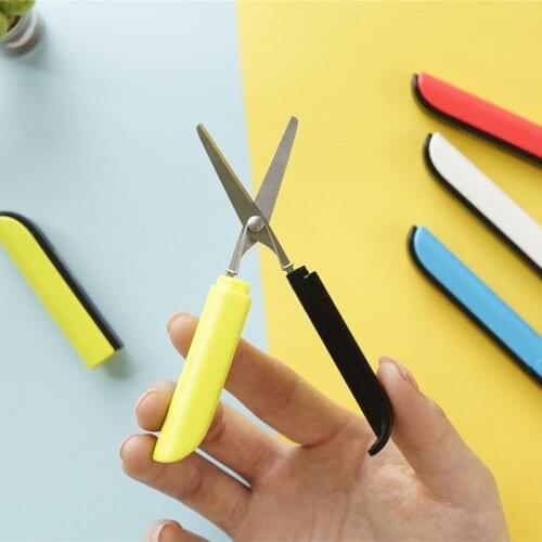 1X Candy Creative Pen Design Student Safe Foldable Scissors Paper Cutting Art Office School Supply with Cap Stationery DIY Tool