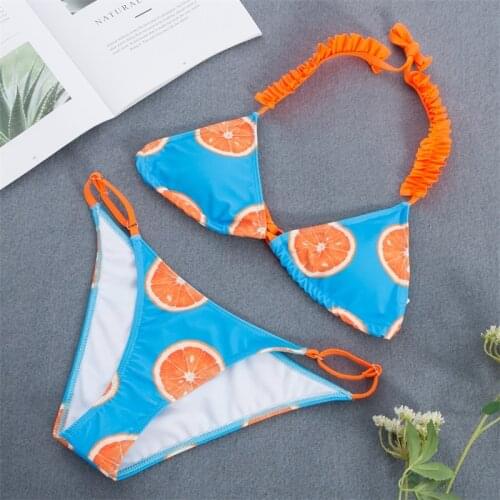 2020 Sexy Bandage Bikinis Women Thong Swimsuits Solid Swimwear Female Bikini set Printing Cushion Bathing Suit