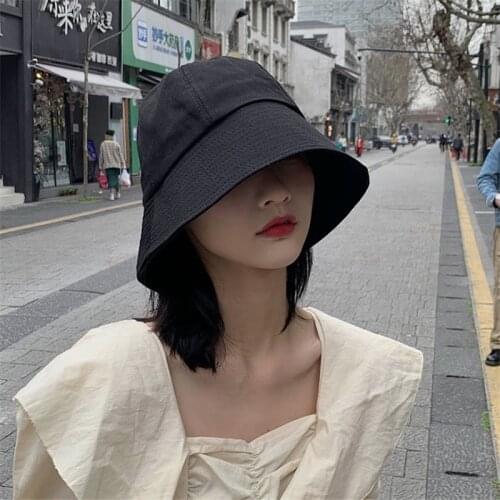 2021 Women Bucket Hat New Pure Color Sun Hat Outdoor Sports Travel Beach Caps Fishermen Hats Hip Hop Female Cap