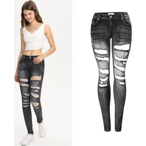 2021 Slim Jeans For Women Skinny Low Waist Woman Hole Denim Pencil Pants Stretch Female Trousers Plus Up Size Spring/summer