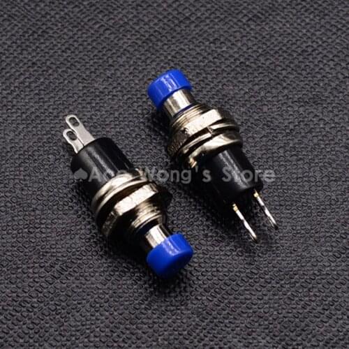 5PCS/lot 7mm Thread Blue 2 Pins Momentary Push Button Switch PBS-110