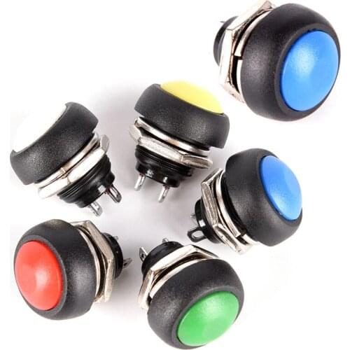 5Pcs Waterproof Momentary Push Button Switch On/Off Round 12mm Switch PBS-33B Useful