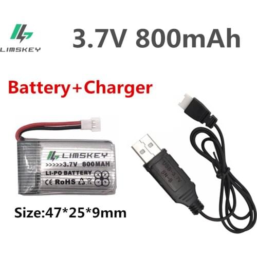 Limskey Battery 3.7V 800mah Lipo Battery For SYMA X5SC X5SW X5 X5C With USB charger Helicoper Lipo battery 3.7 V 800 mah 902540