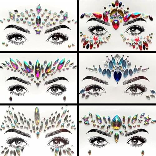 Acrylic Resin Drill Eye Diamond Sticker Flash Face Decoration DIY Fashion Body Art Eye Jewelry Paste For Show Party Styling Tool