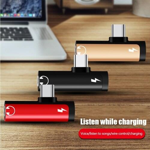 3.5mm Audio/Type-C Female to USB Type-C Male Phone Adapter Charing&Listening Audio Charger Splitter Convertor for Huawei Xiaomi