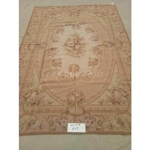 Free shipping 10K 6'x9' Aubusson Design Handmade carpets needlepoint woolen rugs handmade rugs for home decoration