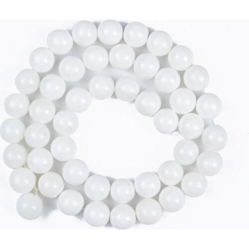 Natural Stone Beads Pure White Car Iodine Round Smooth Loose Beads for Making DIY Bracelet Earrings Accessories 4/6/8/10/12mm