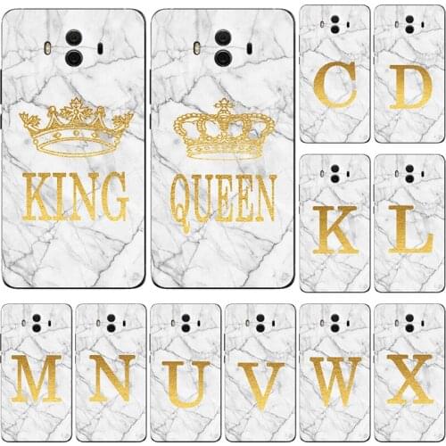 Phone case for Huawei Mate 10 Pro Lite 9 7 Mate9 Pro Honor 9i Nova 2i White Marble Golden English Letter Fashion Name Back Cover