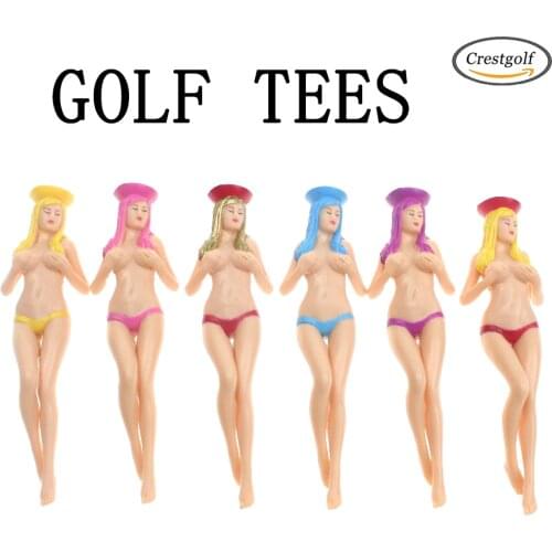 CRESTGOlf Style 6pcs/Pack Size 75mm(2.95inch) Sexy Bikini Lady Golf Tees Gift Newest Design Plastic Golf Tees Golf Accessories