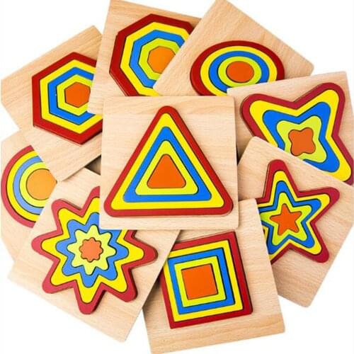 Wood Building Blocks Toy Rainbow Stacking Game Geometric Shape Geometric Board Block Teaching Props Learning Toys