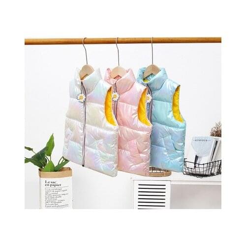 Childrens Thick Down Vest 2021 Autumn and Winter New Colorful Fashion Vest Big Childrens Winter Down Waiscoat Jacket Outwear