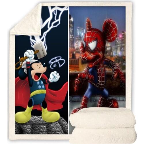 Disney Mickey Minnie Mouse Blanket Spiderman Anime Air Conditioning Quilt Throw Sofa Bed Car Kids Boys Home Textiles Decorate