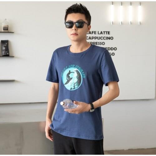 ZOMEGTG 100% Cotton T-Shirts Mens shirt Color Navy Casual O-Neck Shirt for Men