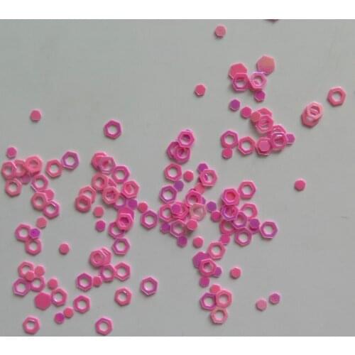 GD30-3 Free Shipping Wholesale 20g/bag Solvent Resistant 3mm Pink AB Hexagon Glitter Nice Nail art Glitter Pieces