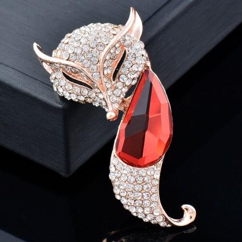 KIOOZOL Sexy Fox Brooch Micro Inlaid Cubic Zirconia For Women Animal Style Vintage Jewelry Accessories 187 KO2