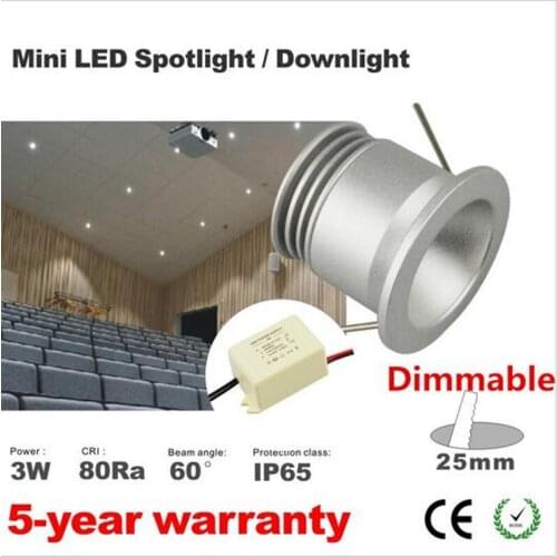 8pcs 3w small led bulb lamp spotlight dimmable warm white mini spot 60 degree 25mm cut out with mini dimming driver DC12V
