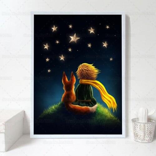 Little Prince Nursery Wall Art Poster and Little Prince The Fox Print Canvas Painting for Children Room Decoration