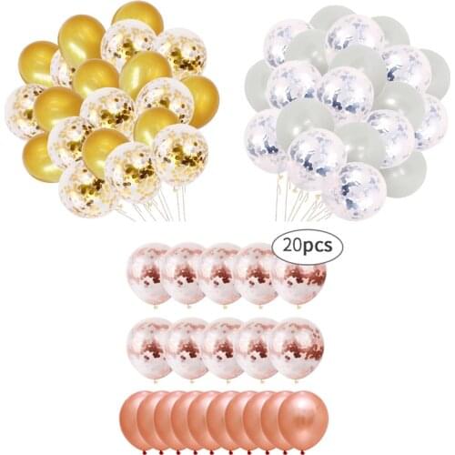 20pcs 12 inch latex sequin balloon set rose gold confetti sequin balloons package birthday party decoration wedding supplies