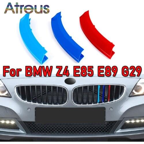 3pcs ABS Car Grille Sticker Strip Cover Trim Clip For BMW Z4 E89 E85 G29 Roadster 2020 2019 2018 2002-2017 M style Accessories