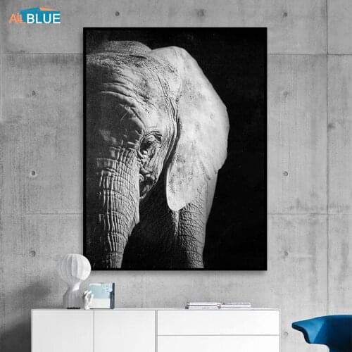 Poster Nordic Wall Art Pictures Animal Canvas Painting Black and White Elephant Zebra Print Decoration Picture For Living Room