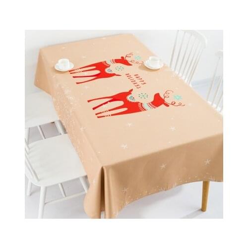 New year Christmas holiday snow elk table cloth linen tablecloth cover towel thick antependium party home decoration desk round