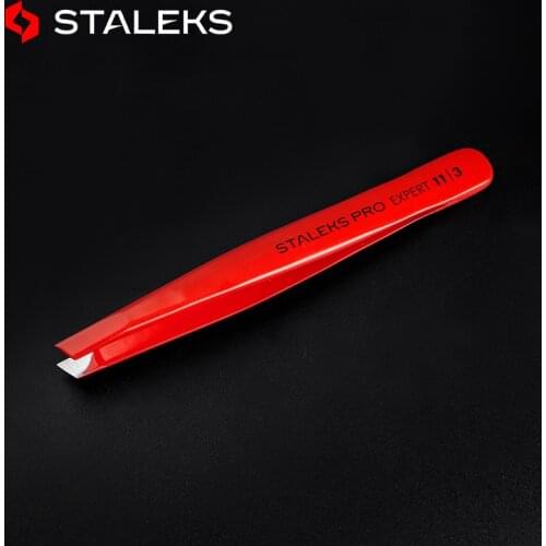 New Professional Red High Quality Slant Tip Stainless Steel Eyebrow Tweezers Hair Removal Makeup Tool