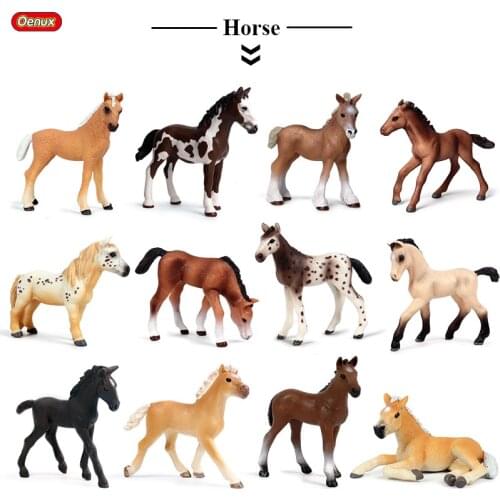 Oenux 12PCS Simulation Horse Model Action Figures Farm Animals Horses Miniature Figurines Home Garden Decoration Toy Kids Gift