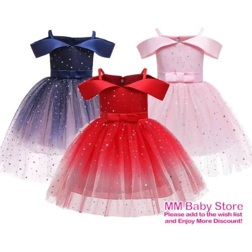 Summer 2-10Years Vintage Girls Dress Sleeveless Sequins Childrens Dresses Stage Show Gown Birthday Party Girl Kids Clothes