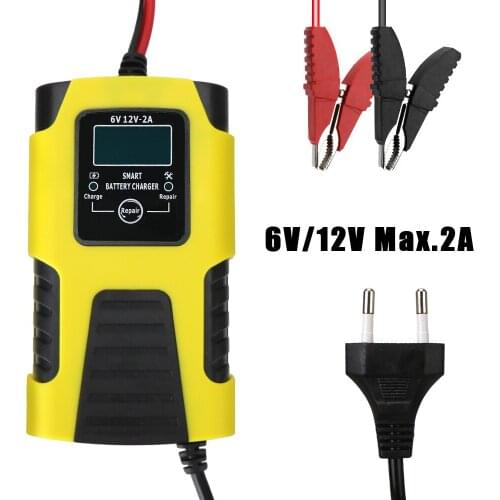 Full Automatic Power Pulse Repair Chargers 3 Charge Stages 6V/12V 2A Digital LCD Display EU Plug Car Battery Charger