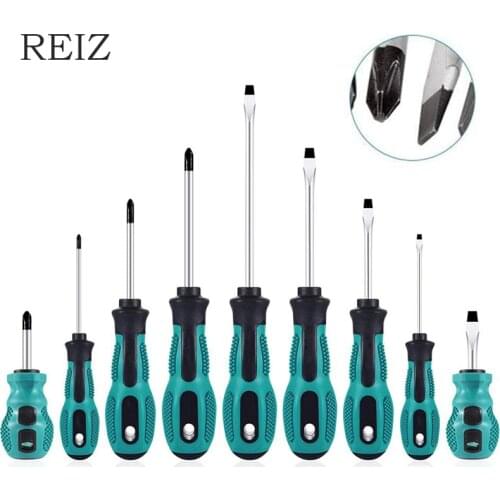 REIZ Precision Screwdriver 6/9 Pcs Set Magnetic Slotted Phillips Screw Driver Bits With Insulated Handle Electrician Tool Kits