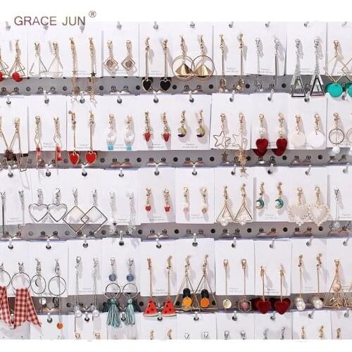 GRACE JUN Hot Sale Rhinestone Pearl Enamel Clip on Earrings for Women Fashion Party Prom Stuedent Style No Pierced Earrings