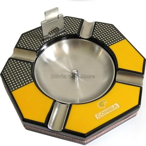 COHIBA Hexagon Detachable Bowl Antislip With Cutter 4 Cigars Holder Metal 4 Slots Cigarette Cigar Ashtray Tobacco Smoking Tool