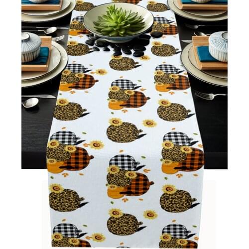 Thanksgiving Fall Pumpkin Sunflower Table Runner Wedding Decor Table Cover Christmas Decoration Holiday Party Tablecloth