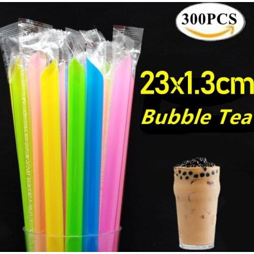 1.3x23cm Color Bubble Tea Drinking Straws Extra Wide 1.3cm Long 23cm Disposable Boba Tea 700cc Big Smoothie Straw Bar Party
