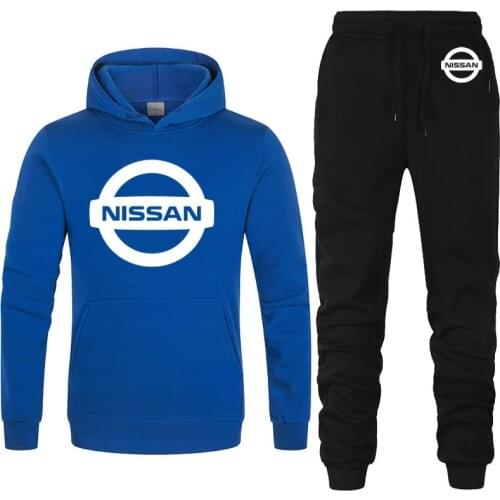 Spring Autumn Mens Hoodies Nissan car logo printing Sweatshirt Fashion Solid color New Casual Mens Hoodie Sportswear 2-piece