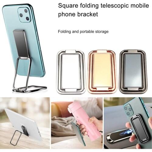 Universal Ultra-thin Fold Lift Gold Silver Back-Mounted Mobile Phone Ring Bracket Metal Desktop Desk Magnetic Stand Holder