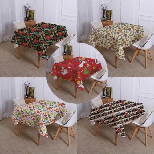 Christmas printing Waterproof linen encryption table cloth Home Christmas Decoration tablecloth