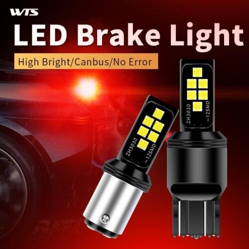 WTS 4pcs car canbus no Error led light 3030 12smd high bright 1156 1157 T20 7443 led flashing brake light DC 12-24V tail bulb