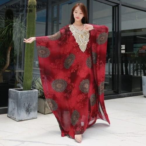 Women Belly Dance Clothes Kaftan Dress Chiffon Tie-dyed Pattern khaleegy dress abaya kaftan jalabiya Dresses