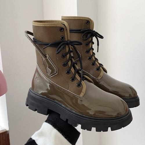 2021 Women Martin Boots New Female Round Toe Flats With Lace Up Shoes Autumn Winter Ladies Spring Ankle Short Motorcycle Boots