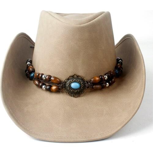 2019 New Women Men Fashion Retro Vintage Turquoise Leather Strap Cowboy Cowgirl Caps