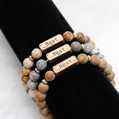 Zhijia Handmade beads blessed bracelets Turquoises Stone "Best" bracelet for women men Distance lucky bracelets Jewelry
