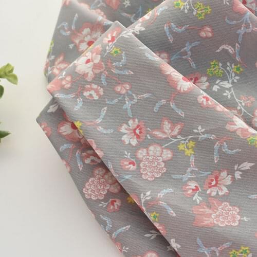 140X50cm Retro Gray Flower Branch thin sewing Fabric Clothes and Dresses Childrens Clothing Apparel DIY Cloth 105g/m