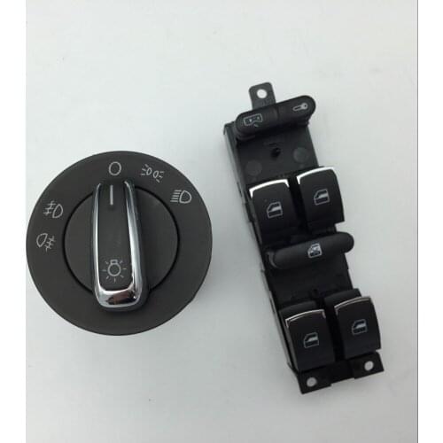 2 Pcs for VW Golf MK4 Jetta Passat B5 Chrome Headlight Switch Fog Lamp Knob Master Power Window Button 3BD 941 531 A 3BD 959 857