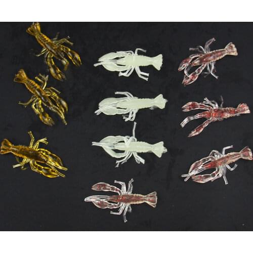 20pcs Luminous soft lure 5cm 1.77g transparent shrimp lure artificial pesca baits noctilucent fishing wobbler lures XX03